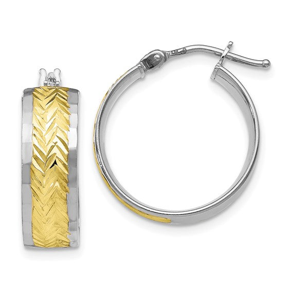 10K T-Tone D/C Hoop Earrings