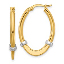 10K T-Tone Oval Hoop Earrings