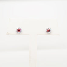 Load image into Gallery viewer, 14KW .57ctw Ruby Halo Stud Earrings
