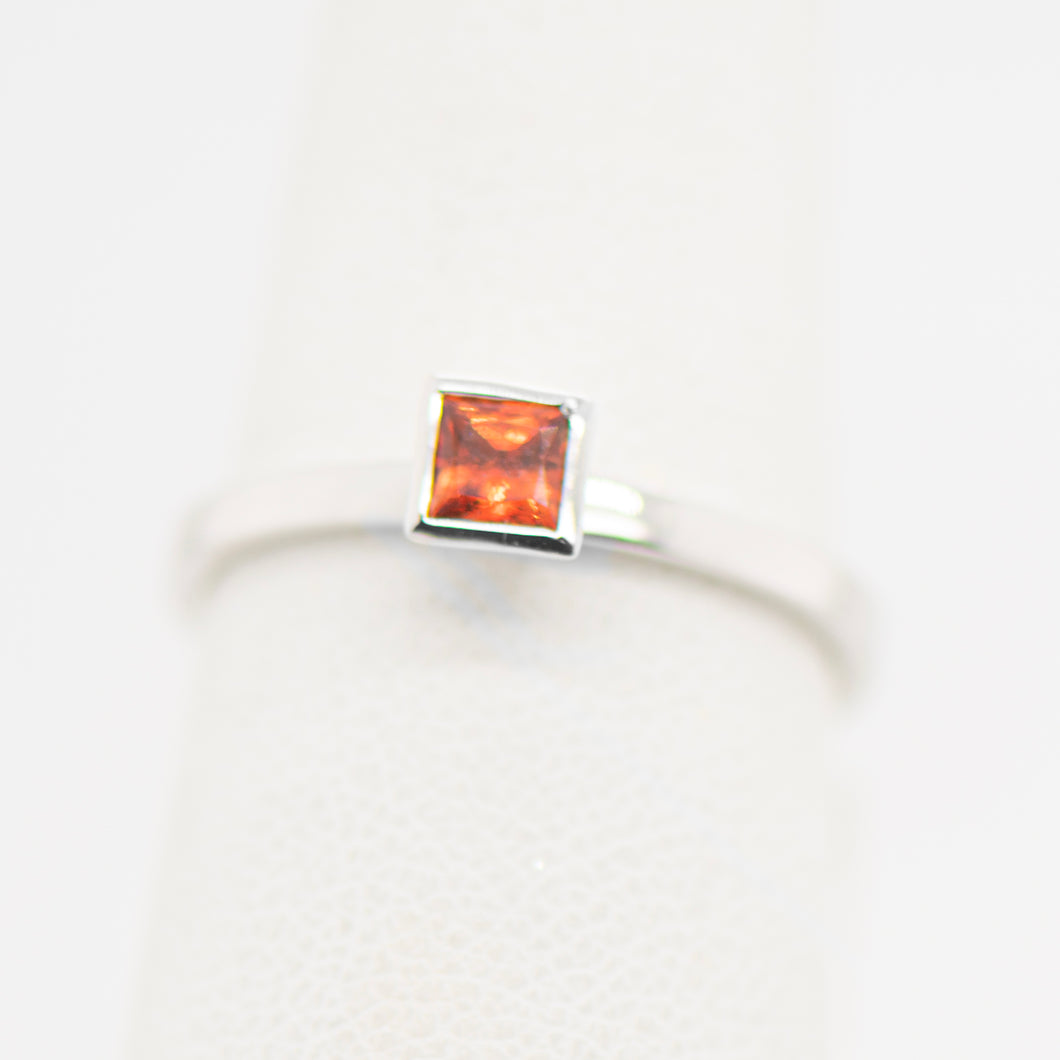14KW .37ct Orange Sapphire Bezel Ring