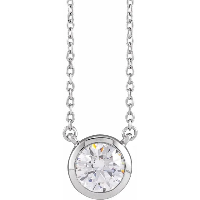 1ct Lab-Grown Bezel Set on 14k Chain