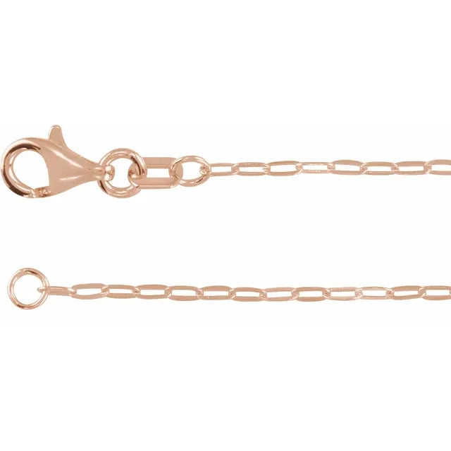 14K Rose Gold 1.25mm Paperclip Chain