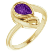 Load image into Gallery viewer, Pear Amethyst Bezel Set 10KY Ring
