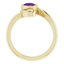 Load image into Gallery viewer, Pear Amethyst Bezel Set 10KY Ring
