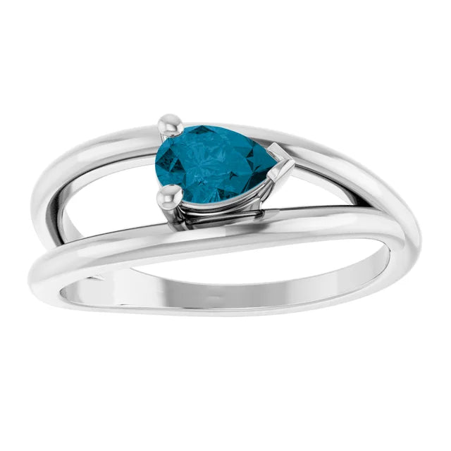 SS 6X4mm London Blue Ring