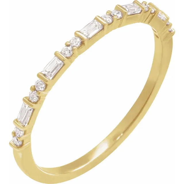 14KY 1/5ctw Natural Baguette & Round Band