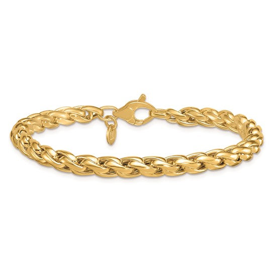 14KY Wheat Chain Bracelet 7.5