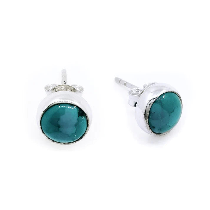 Luna SS 7mm Turquoise Bezel Stud Earrings