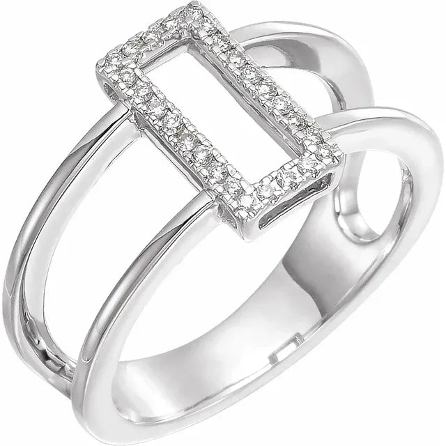 14KW 1/10ctw Natural Diamond Rectangle Geometric Ring