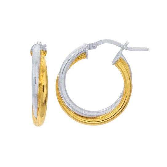 SS 20mm Double Hoop Earrings with Yellow Gold Plating
