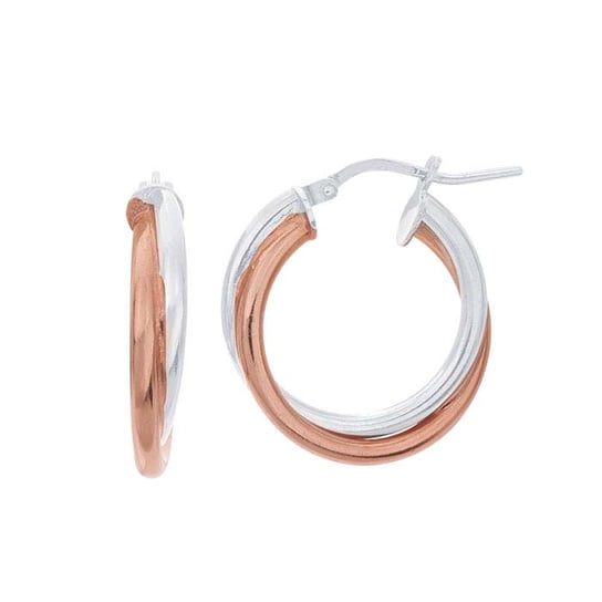 SS  20 mm Double Hoop Earrings with Rose Gold Plating