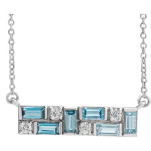 Load image into Gallery viewer, 14K White Gold Natural Pink or Blue Gemstone &amp; Diamond Pendant

