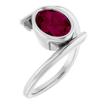 Load image into Gallery viewer, SS Bezel Rhodolite Garnet Bypass Ring
