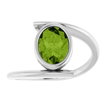 SS Oval Peridot Bezel Ring