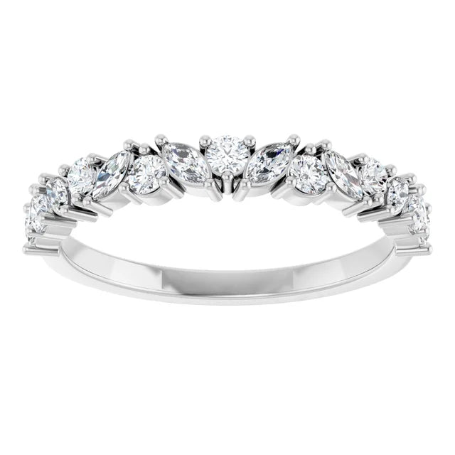 14KW 1/2ctw Marquise & Round Lab-Grown Diamond Band