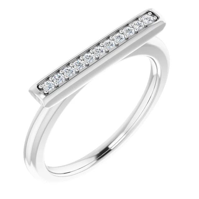 14KW 1/10ctw Natural Diamond Bar Ring