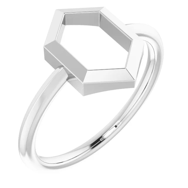 SS Hexagon Negative Space Ring