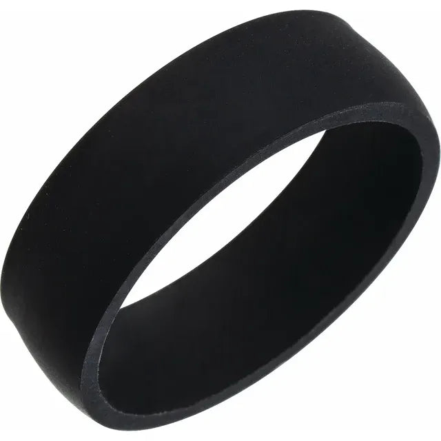 Black Silicone 7 mm Dome Comfort-Fit Band