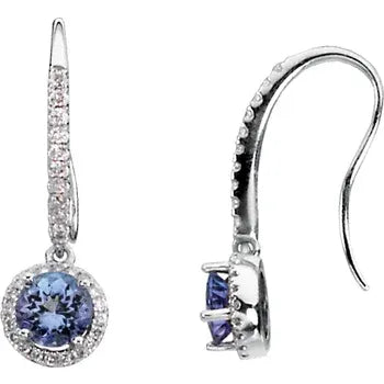 Tanzanite & 3/8ctw 14KW Dangle Earrings