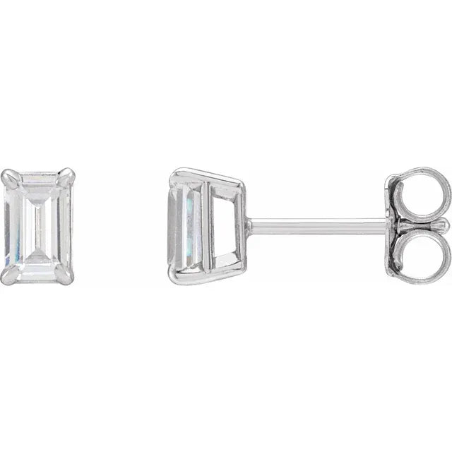 .75ct Emerald Cut LG Diamond 14KW Earrings