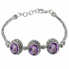 Load image into Gallery viewer, 3 Oval Amethyst SS Bracelet
