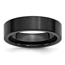 Stainless Steel Flat Band IP Black comfort fit sz 8