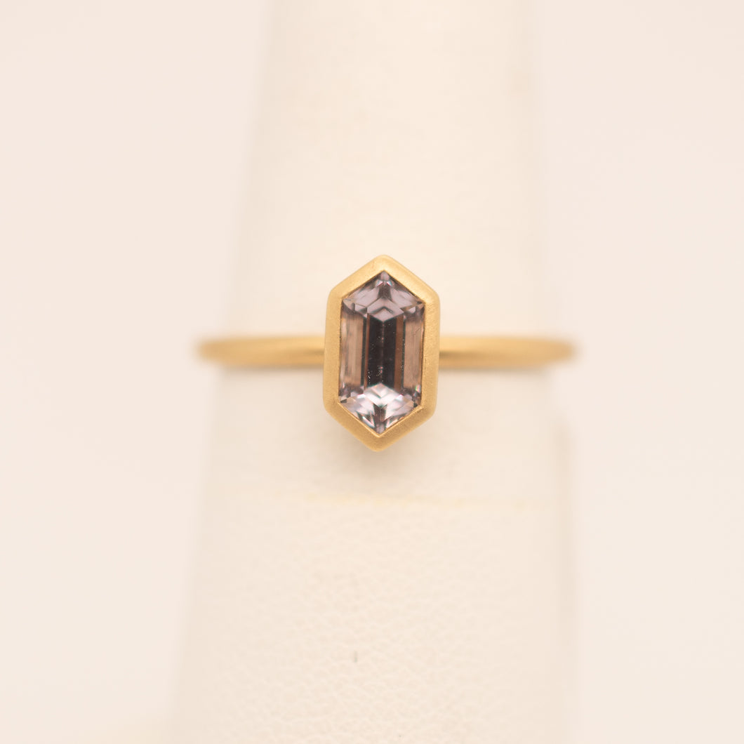 Grey Spinel Hexagon 18K Ring