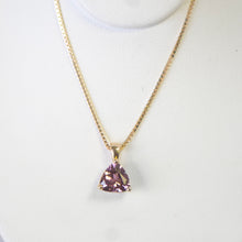 Load image into Gallery viewer, 14KY  7x7 Trillion Pink Spinel Pendant &amp; 18" Box Chain
