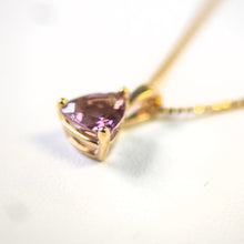 Load image into Gallery viewer, 14KY  7x7 Trillion Pink Spinel Pendant &amp; 18" Box Chain
