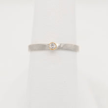 Load image into Gallery viewer, 14k White Gold Bezel Set Diamond Stackable Ring
