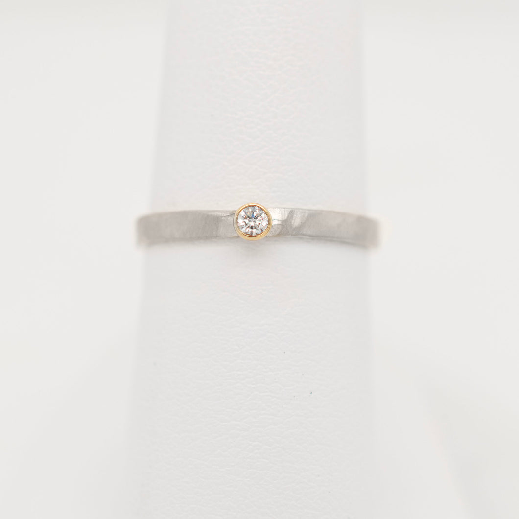 14k White Gold Bezel Set Diamond Stackable Ring