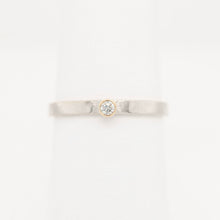 Load image into Gallery viewer, 14K White Gold Diamond Diamond Bezel Set Stackable Ring w/ Hammer Finish
