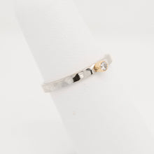 Load image into Gallery viewer, 14K White Gold Diamond Diamond Bezel Set Stackable Ring w/ Hammer Finish
