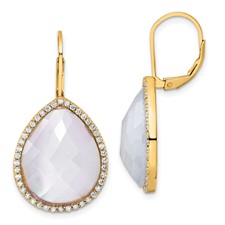 SS Gold Plated Blue Chalcedony & CZ Drop Earrings