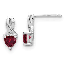 SS Created Ruby & Diamond Earring Studs