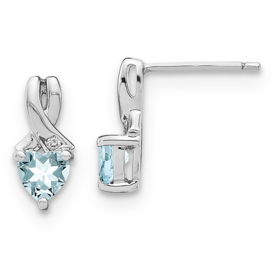 SS Gemstone Heart Stud Earrings