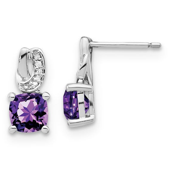SS Gemstone & Diamond Stud Earrings