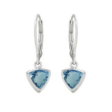 Load image into Gallery viewer, Luna SS Bezel Trillion Semi-Precious Leverback Earrings
