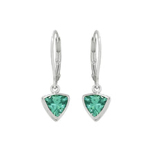 Load image into Gallery viewer, Luna SS Bezel Trillion Semi-Precious Leverback Earrings
