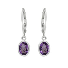 Load image into Gallery viewer, Sterling Silver 5x7mm Oval Amethyst Dangle Earrings
