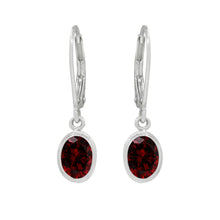 Load image into Gallery viewer, Sterling Silver 5x7mm Oval Amethyst Dangle Earrings
