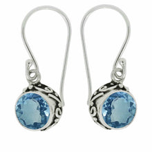 Load image into Gallery viewer, Sterling Silver Bezel Amethyst Dangle Earrings
