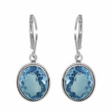 Load image into Gallery viewer, Sterling Silver 10x8mm Oval Bezel Amethyst Dangle Earrings
