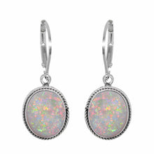 Load image into Gallery viewer, Sterling Silver 10x8mm Oval Bezel Amethyst Dangle Earrings
