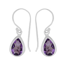 Load image into Gallery viewer, Luna SS semi-precious pear bezel earrings
