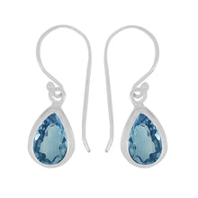 Load image into Gallery viewer, Luna SS semi-precious pear bezel earrings
