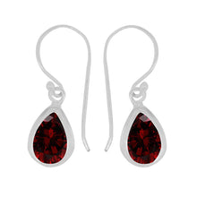 Load image into Gallery viewer, Luna SS semi-precious pear bezel earrings
