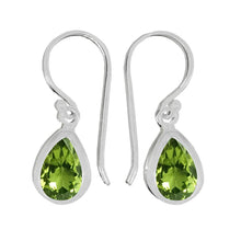 Load image into Gallery viewer, Luna SS semi-precious pear bezel earrings
