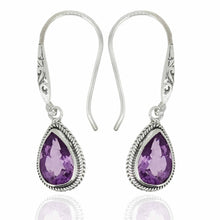 Load image into Gallery viewer, Sterling Silver Pear Blue Topaz Dangle Earrings
