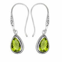 Load image into Gallery viewer, Sterling Silver Pear Blue Topaz Dangle Earrings
